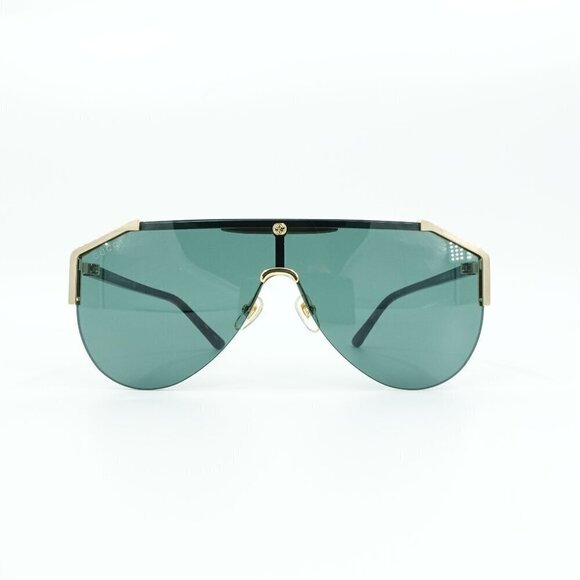 Gucci GG0584 Shield Sunglasses Gold Havana Green OS - Picture 1 of 16